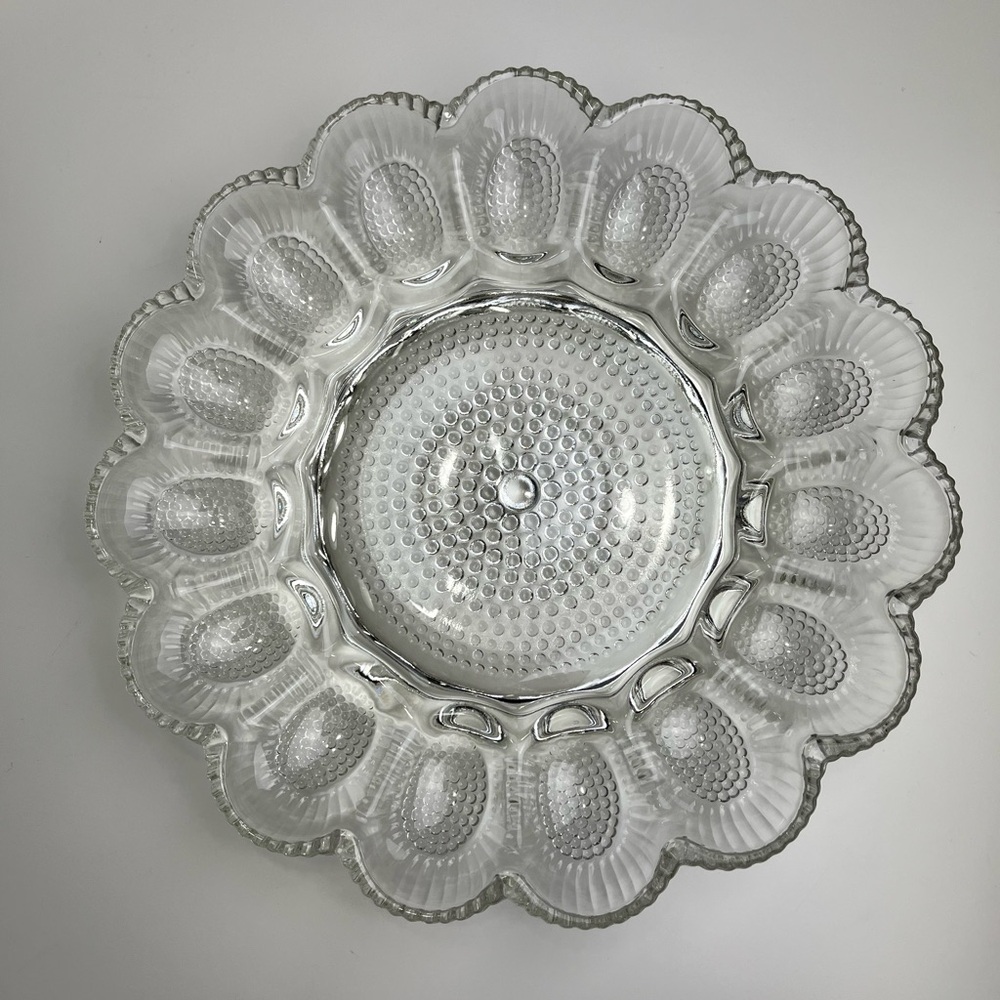Hobnail‎ Clear Glass Deviled Egg Serving Dish